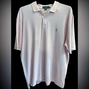 Mens Lauren By Ralph Lauren Pink Polo Cotton Shirt Size XL